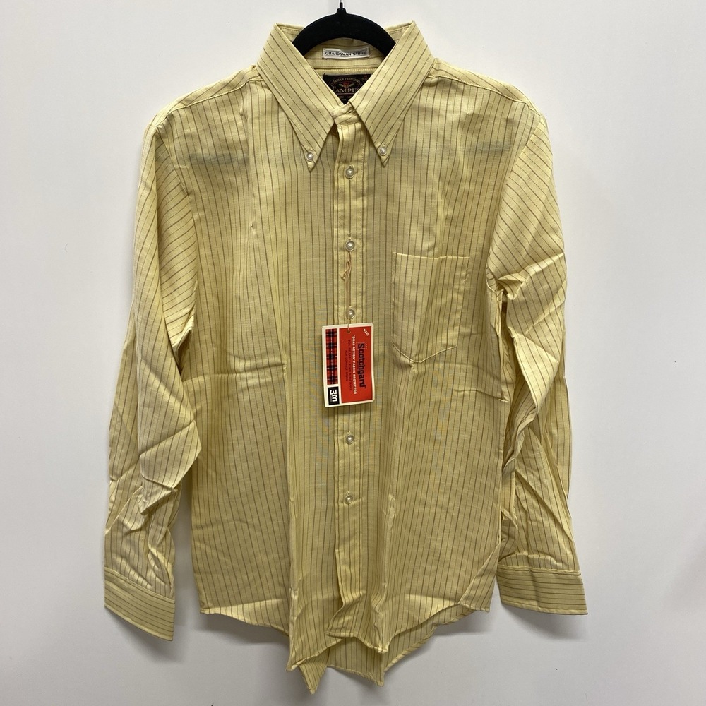 NWT Vintage Campus Shirt Men's M 15-15 1/2 Guardsman Stripe Yellow Button Down
